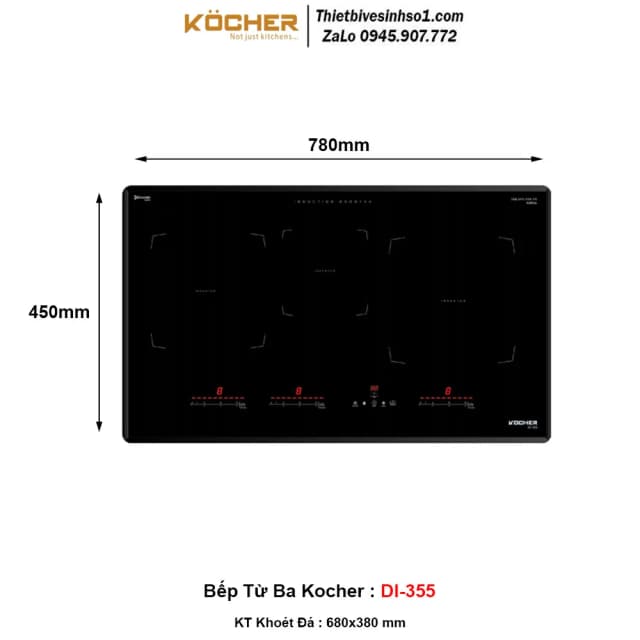Bếp từ 3 vùng nấu âm Kocher DI-355 6500W - Ảnh 6