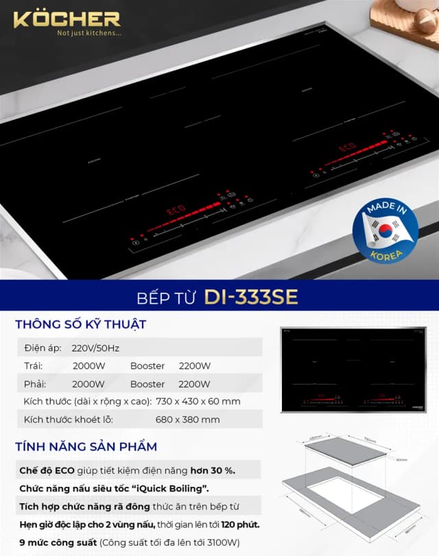 Top 1 so sánh giá Bếp từ đôi âm Kocher DI-332 Pro 5000W - Tìm sản phẩm giá rẻ nhất - Ảnh 13