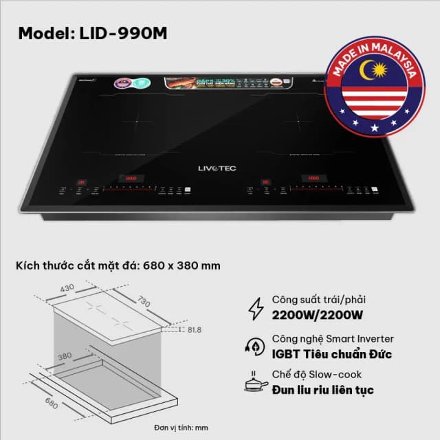 So sánh giá Bếp từ đôi âm Livotec LID-990M 4400W rẻ nhất? - Ảnh 7