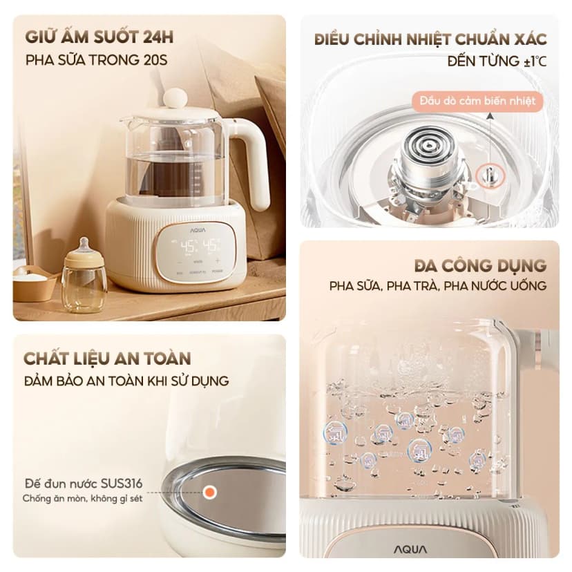 So sánh giá Bình đun pha sữa AQUA 1.2 lít AQS-MH121T - Tìm sản phẩm giá rẻ nhất - Ảnh 5