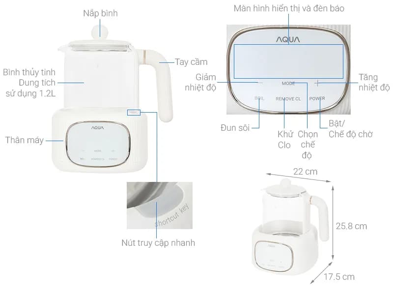 So sánh giá Bình đun pha sữa AQUA 1.2 lít AQS-MH121T - Tìm sản phẩm giá rẻ nhất - Ảnh 7