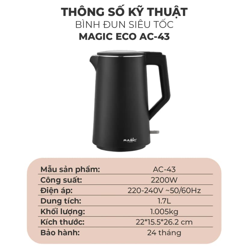 Bình đun siêu tốc Magic Eco 1.7 lít AC-43 - Giá rẻ nhất hôm nay - Ảnh 6