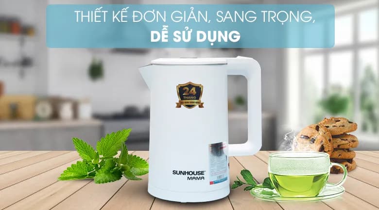 Bình đun siêu tốc Sunhouse Mama 1.7 lít SHD1386 Trắng - Giá rẻ nhất hôm nay - Ảnh 2
