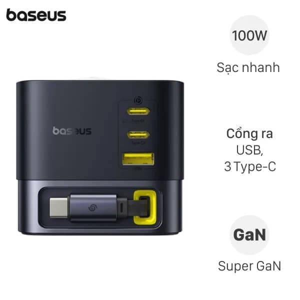 Bộ sạc nhanh 4 cổng USB Type-C 100W Baseus CCSPC100CS kèm Cáp Type C - Type C - Ảnh 11