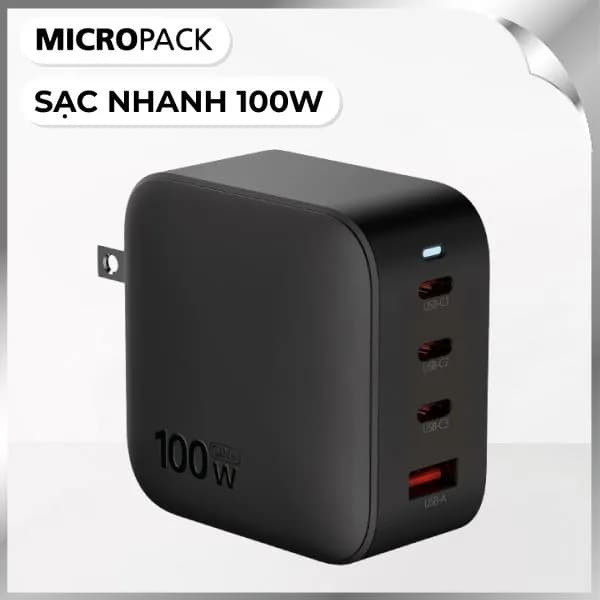 Bộ sạc nhanh 4 cổng USB Type-C QC PD GaN PPS 100W MicroPack Power Server 100 MWC4100 - Ảnh 8