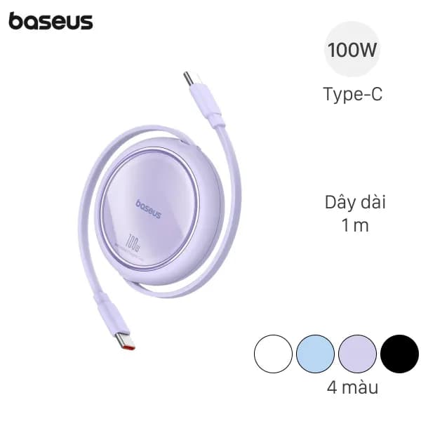 Cáp Dây Rút Type C - Type C 1m Baseus Retractable Bright Mirror CB000062 - Giá rẻ nhất hôm nay - Ảnh 1