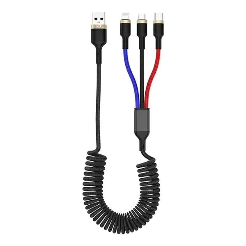Cáp sạc nhanh và truyền dữ liệu 3 đầu USB A - Type C Lightning Micro USB 18W 1.5m Golf GC-72X - Giá rẻ nhất hôm nay - Ảnh 3