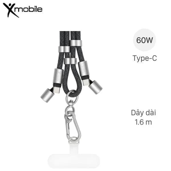Cáp sạc nhanh đeo chéo Type C - Type C 1.6m Xmobile Lanyard L2485 - Giá rẻ nhất hôm nay - Ảnh 1
