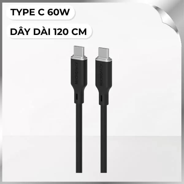 Cáp sạc nhanh và truyền dữ liệu Type-C - Type-C 60W 1.2m MicroPack Power Link C1 MC C60 - Đen - Giá rẻ nhất hôm nay - Ảnh 1