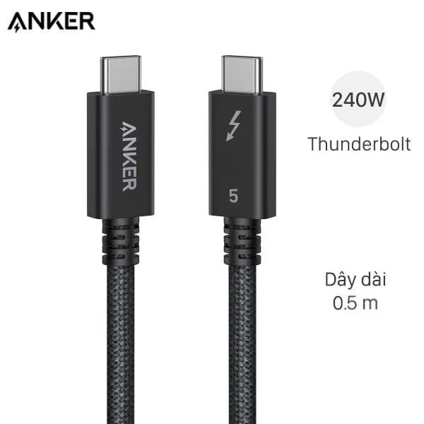 Cáp sạc nhanh Type C - Type C Thunderbolt 5 240W 80Gbps 0.5m Anker Prime A84N1 - Giá rẻ nhất hôm nay - Ảnh 1