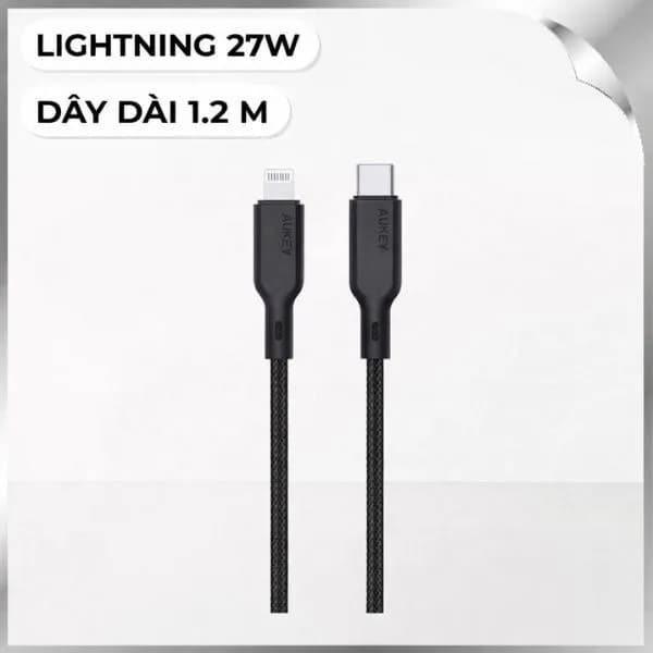 Cáp sạc nhanh và truyền dữ liệu Type-C - Lightning 27W 1.2m Aukey CB-CL5 - Đen - Ảnh 8