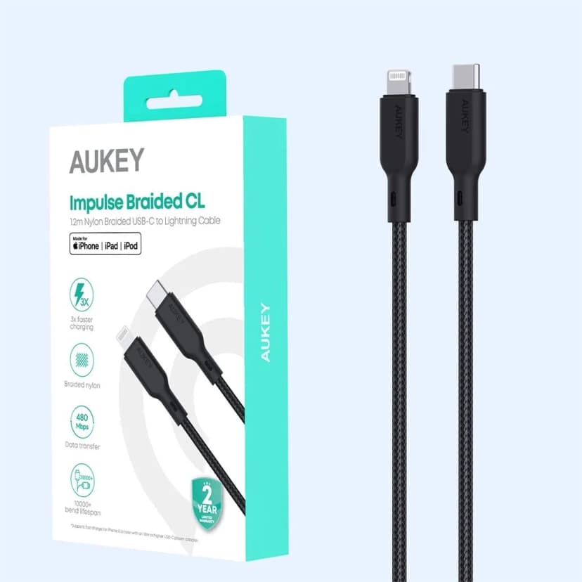 Cáp sạc nhanh và truyền dữ liệu Type-C - Lightning 27W 1.2m Aukey CB-CL5 - Đen - Giá rẻ nhất hôm nay - Ảnh 2