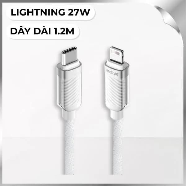 Cáp sạc nhanh và truyền dữ liệu Type-C - Lightning 27W 1.5m Innostyle SCL150WHT - Ảnh 10