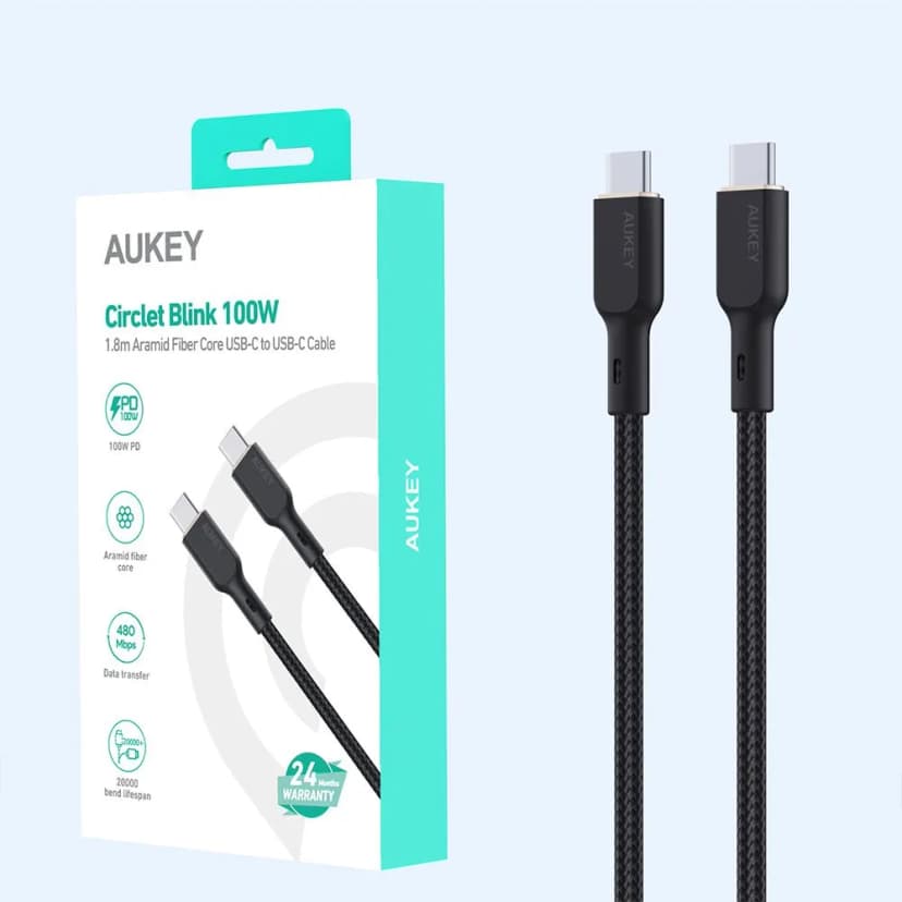 Cáp sạc nhanh và truyền dữ liệu Type-C - Type-C 100W 1.8m Aukey CB-KCC102 - Đen - Giá rẻ nhất hôm nay - Ảnh 3