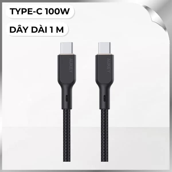 Cáp sạc nhanh và truyền dữ liệu Type-C - Type-C 100W 1m Aukey CB-KCC101 - Đen - Giá rẻ nhất hôm nay - Ảnh 1