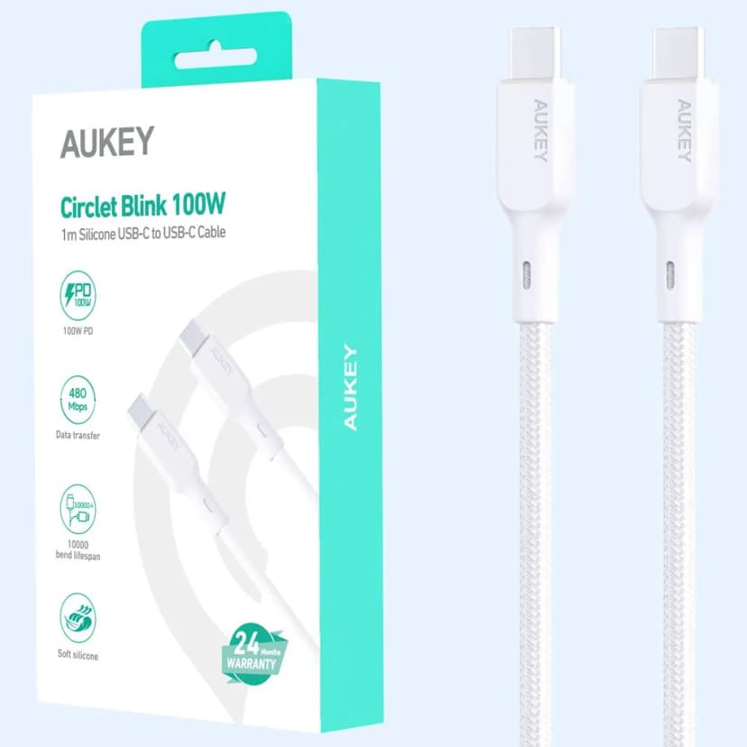 Cáp sạc nhanh và truyền dữ liệu Type-C - Type-C 100W 1m Aukey CB-KCC101 - Trắng - Giá rẻ nhất hôm nay - Ảnh 3