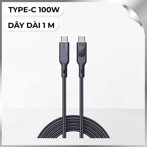 Cáp sạc nhanh và truyền dữ liệu Type-C - Type-C 100W 1m Aukey CB-MCC101 - Ảnh 1