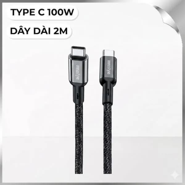 Cáp sạc nhanh và truyền dữ liệu Type-C - Type-C 100W 2m Innostyle ICC200ALBLK - Giá rẻ nhất hôm nay - Ảnh 1
