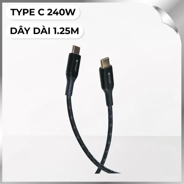 Cáp sạc nhanh và truyền dữ liệu Type-C - Type-C 240W 1.25m Mazer M-PL3Pro-240C125-BK - Ảnh 4
