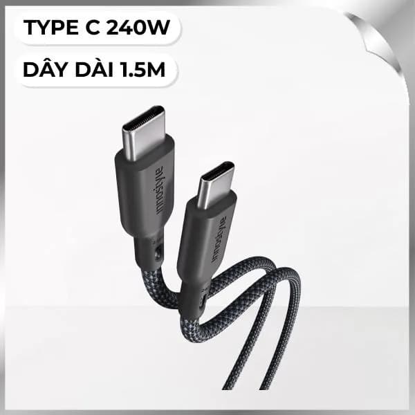 Cáp sạc nhanh và truyền dữ liệu Type-C - Type-C 240W 1.5m Innostyle ICC240BLK - Ảnh 8