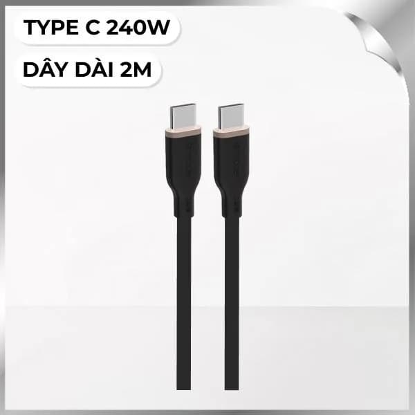 Cáp sạc nhanh và truyền dữ liệu Type-C - Type-C 240W 2m Mazer M-FLEX-C2240-BK - Giá rẻ nhất hôm nay - Ảnh 1