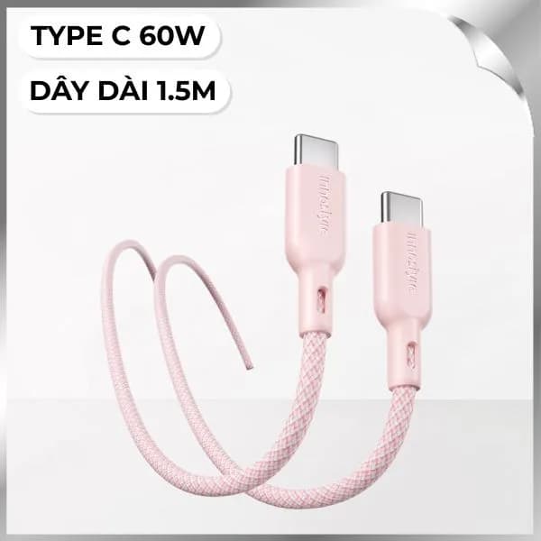 Cáp sạc nhanh và truyền dữ liệu Type-C - Type-C 60W 1.5m Innostyle ICC150BP - Ảnh 6