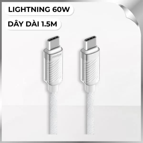 Cáp sạc nhanh và truyền dữ liệu Type-C - Type-C 60W 1.5m Innostyle SCC150WHT - Ảnh 9
