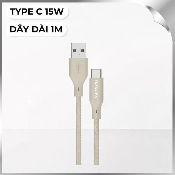 Cáp sạc nhanh và truyền dữ liệu USB-A - Type-C 15W 1m Totolink T1AC-MT - Giá rẻ nhất hôm nay - Ảnh 1