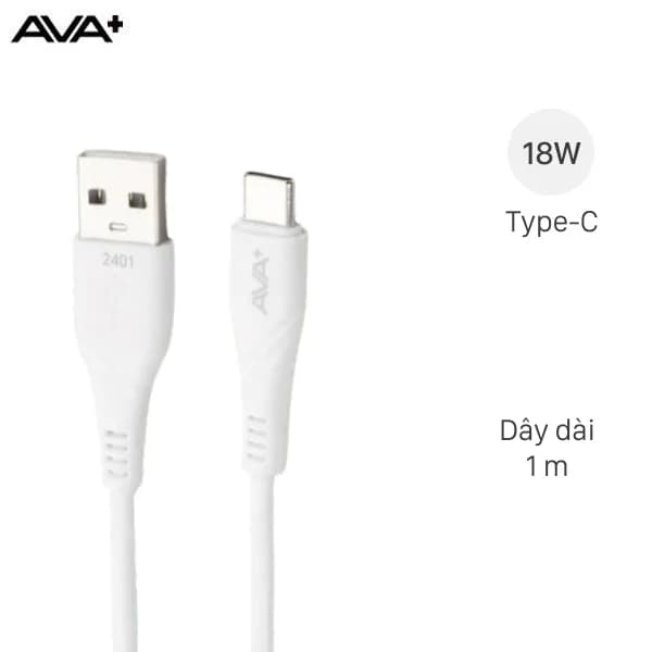 Cáp sạc nhanh USB-A - Type-C 18W 1m AVA+ CS-CL086 - Giá rẻ nhất hôm nay - Ảnh 1