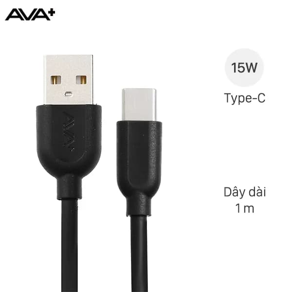 Cáp sạc và truyền dữ liệu USB-A - Type-C 15W 1m AVA+ DR-T02 - Ảnh 3