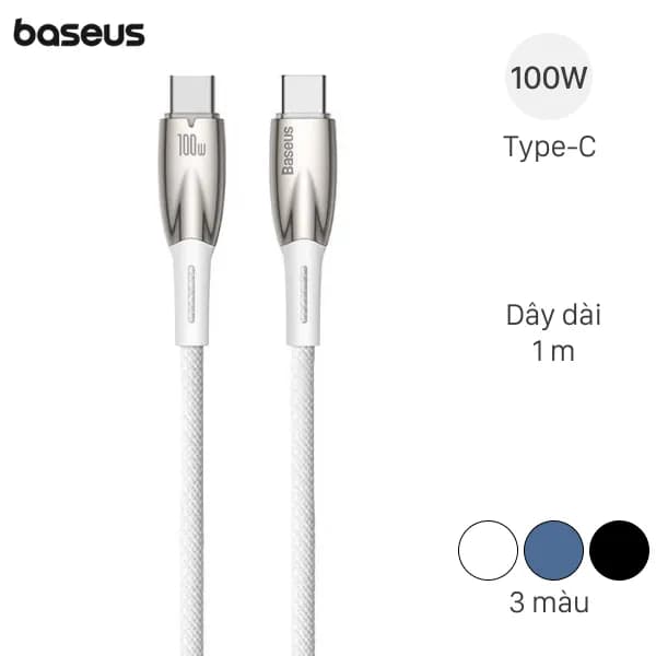 Cáp sạc nhanh và truyền dữ liệu Type-C - Type-C 100W 1m Baseus Glimmer CB000025 - Giá rẻ nhất hôm nay - Ảnh 1