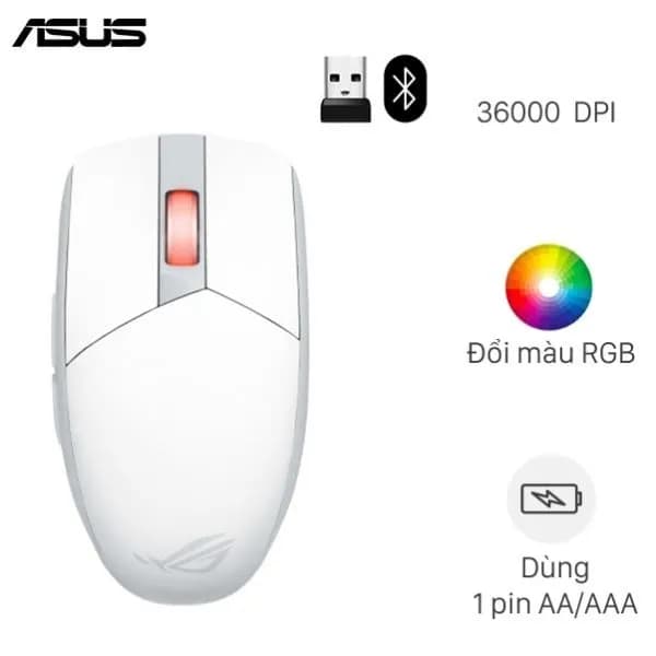 Chuột Bluetooth Gaming Asus ROG Strix Impact III Trắng - Giá rẻ nhất hôm nay - Ảnh 1