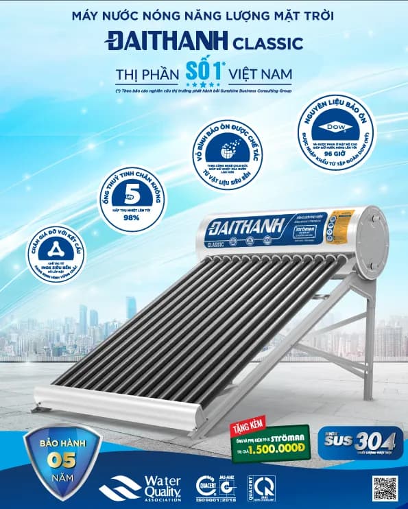 Máy nước nóng năng lượng mặt trời Đại Thành 180 lít Classic 58-18 - Giá rẻ nhất hôm nay - Ảnh 12