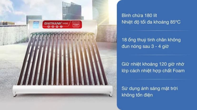 Máy nước nóng năng lượng mặt trời Đại Thành 180 lít Vigo 58-18 - Giá rẻ nhất hôm nay - Ảnh 2
