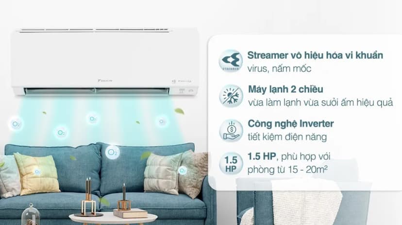 Máy lạnh 2 chiều Daikin Inverter 1.5 HP ATHF35XVMV - Giá rẻ nhất hôm nay - Ảnh 9