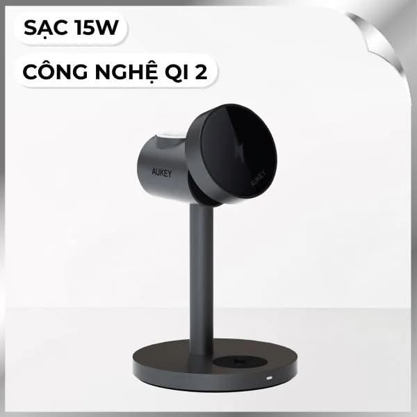Đế sạc không dây 3 in 1 15W Aukey LC-MC311 - Giá rẻ nhất hôm nay - Ảnh 1