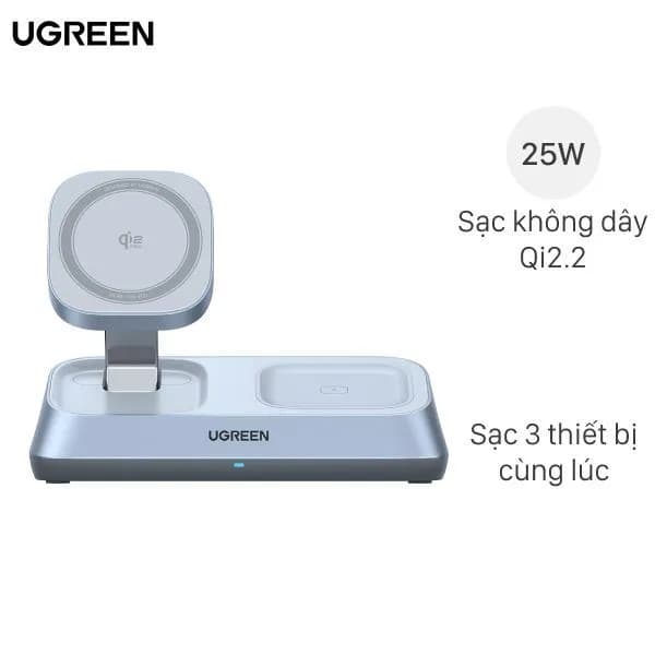 Đế sạc nhanh không dây 3 in 1 Qi2.2 25W Magnetic Ugreen Magflow W711 55677 - Giá rẻ nhất hôm nay - Ảnh 1