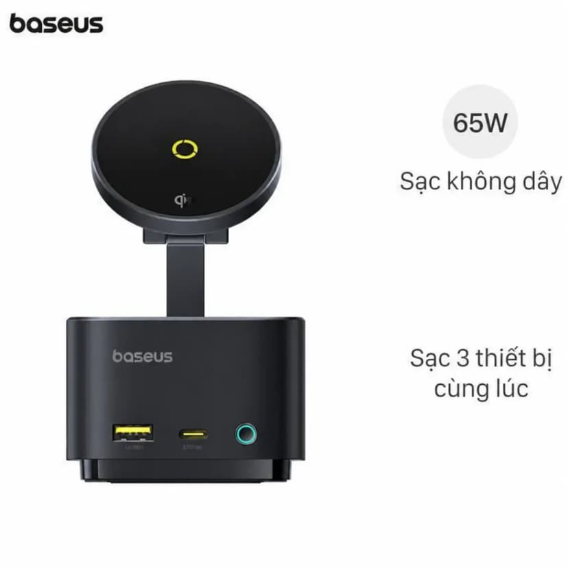 Đế sạc nhanh không dây 7 cổng USB Type-C HDMI Qi2 SD Micro SD 65W Baseus MagPro BS-OH122 - Giá rẻ nhất hôm nay - Ảnh 1