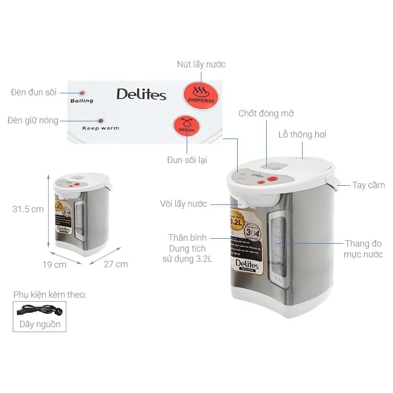 Bình thủy điện Delites EKA-5.0F 3.2 lít - Giá rẻ nhất hôm nay - Ảnh 13