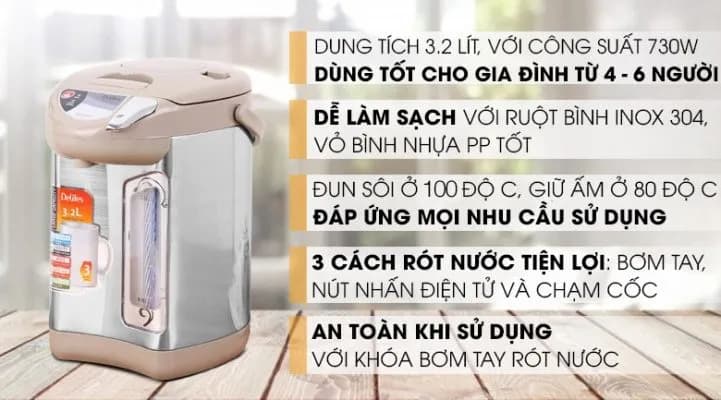 Bình thủy điện Delites EKA-5.0F 3.2 lít - Giá rẻ nhất hôm nay - Ảnh 3