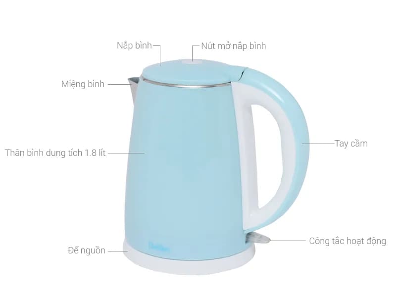 Bình đun siêu tốc Delites 1.8 lít ST18DB01 - Giá rẻ nhất hôm nay - Ảnh 1
