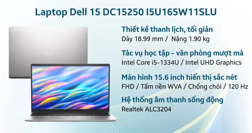 Laptop Dell 15 DC15250 - DC15250-i5U165W11SLU-27 (i5 1334U, 16GB, 512GB, Full HD 120Hz, OfficeHS24+365, Win11) - Giá rẻ nhất hôm nay - Ảnh 7