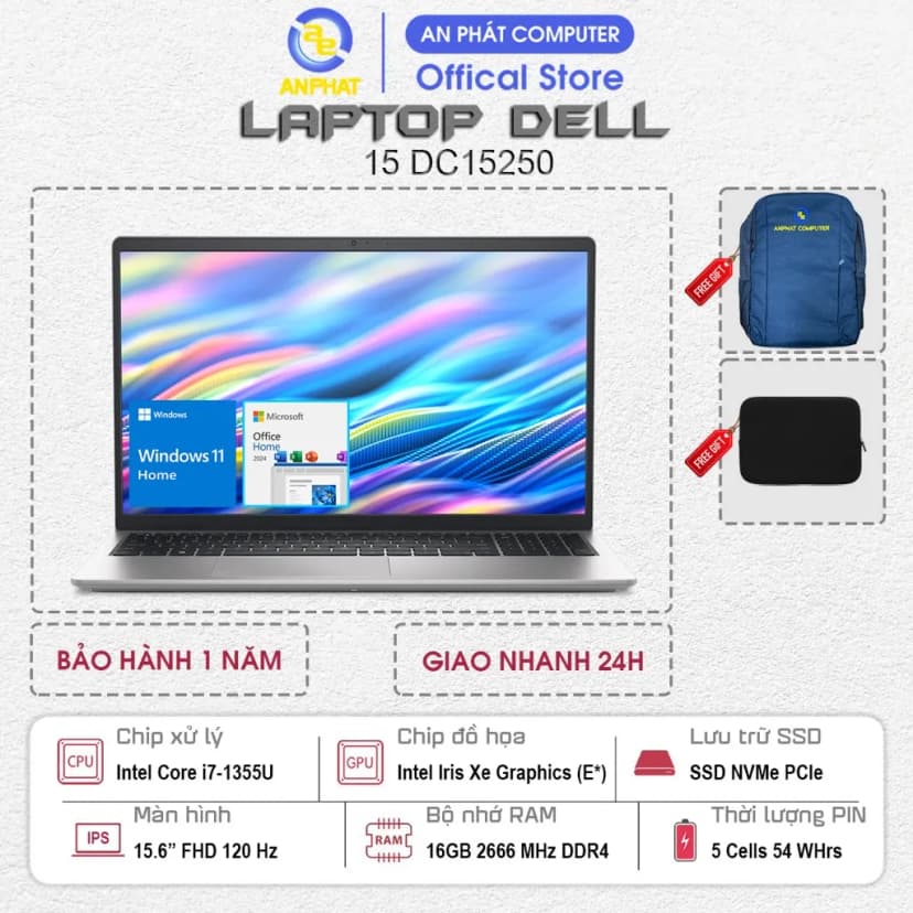 Laptop Dell 15 DC15250 - 71092480 (i7 1355U, 16GB, 512GB, Full HD 120Hz, OfficeHS24+365B, Win11) - Giá rẻ nhất hôm nay - Ảnh 14