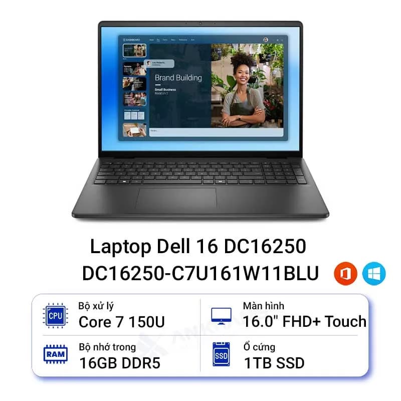 Laptop Dell 16 DC16250 - C7U161W11BLU (Core 7 150U, 16GB, 1TB, Full HD+, Cảm ứng, OfficeH24+365, Win11) - Giá rẻ nhất hôm nay - Ảnh 3