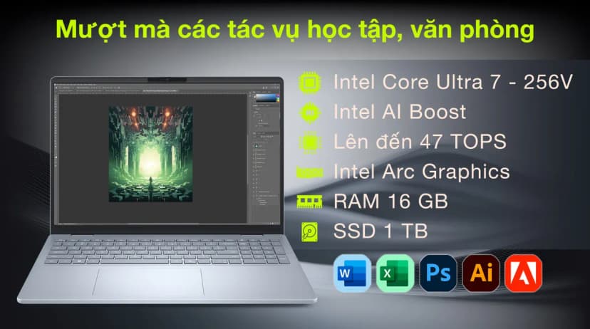 Laptop Dell 16 Plus DB16250 - X65NW7 (Ultra 7 256V, 16GB, 1TB, QHD+ 120Hz, OfficeH24+365, Win11) - Giá rẻ nhất hôm nay - Ảnh 3
