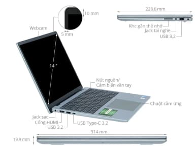 Laptop Dell Inspiron 14 5440 - NDY5V1 (i5 1334U, 16GB, 512GB, Full HD+, OfficeHS, Win11) - 15