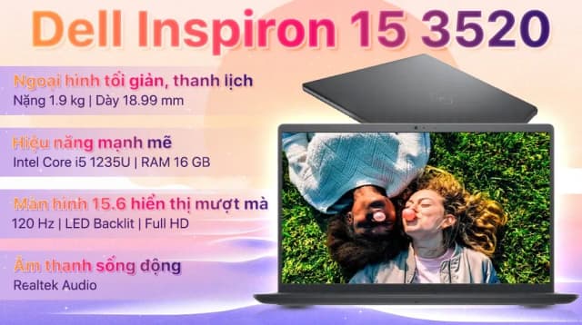 Laptop Dell Inspiron 15 3520 - 71054775 (i5 1235U, 16GB, 512GB, Full HD 120Hz, OfficeH24+365, KYHD, Win11) - 3