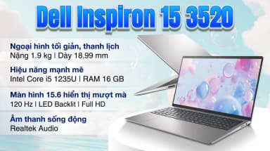 Laptop Dell Inspiron 15 3520 - 71064798 (i5 1235U, 16GB, 512GB, Full HD 120Hz, OfficeH24+365, KYHD, Win11) - 5