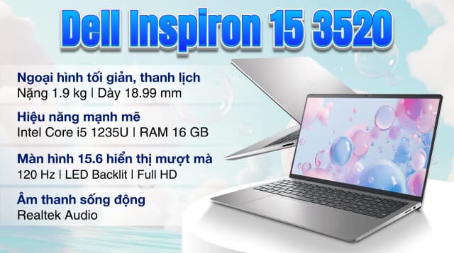 Laptop Dell Inspiron 15 3520 - 71064798 (i5 1235U, 16GB, 512GB, Full HD 120Hz, OfficeH24+365, KYHD, Win11) - 5