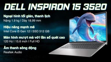 Laptop Dell Inspiron 15 3520 - N3520-i5U165W11SLU-BL (i5 1235U, 16GB, 512GB, Full HD 120Hz, OfficeH24+365, Win11) - 17